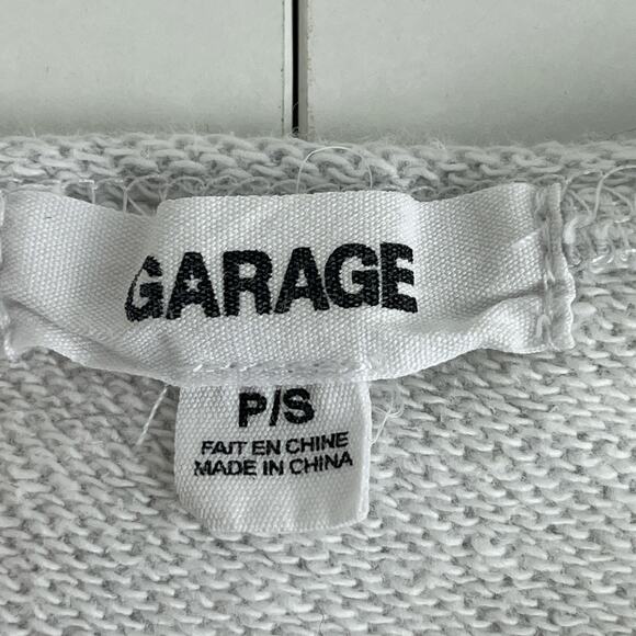 Garage Sweatshirt Women Small Gray Cropped Off-Shoulder Long Sleeve Boat Neck - Picture 2 of 8